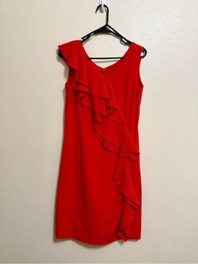❤️ Emma & Michele Red Ruffle Cocktail Dress – Size 8 – Like New